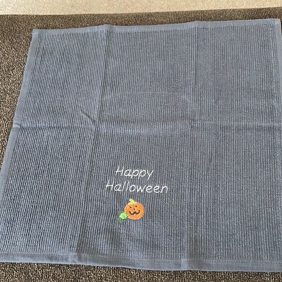 Happy Halloween Custom Embroidered Gray Cotton Barmop Towel - Picture 5 of 8